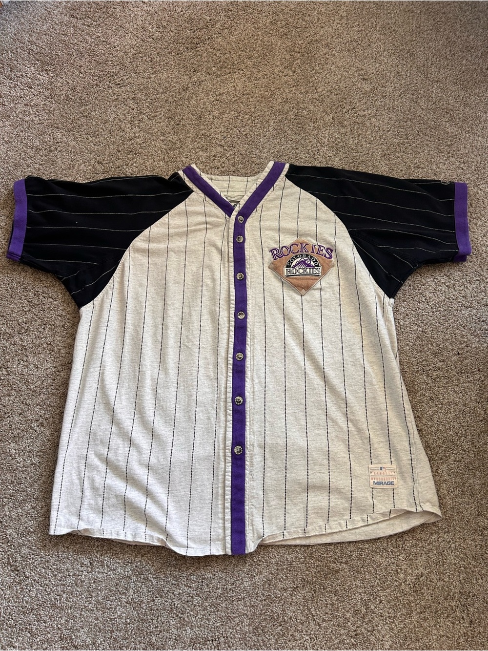 VTG Colorado Rockies 100% Cotton Button Down Baseball Jersey. EUC. XXL. MLB